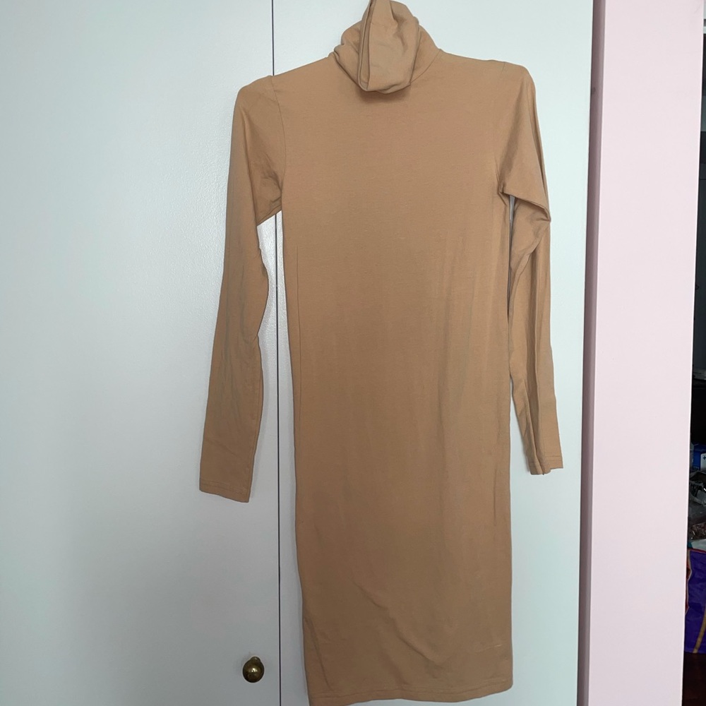 AmericanApparel beige cotton turtleneck dress M